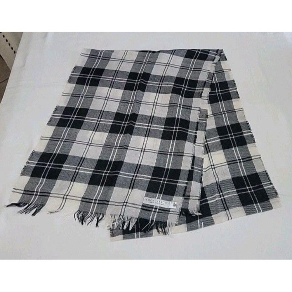 Lochcarron of Scotland 100% Pure New Wool Scarf - Black & White Tartan